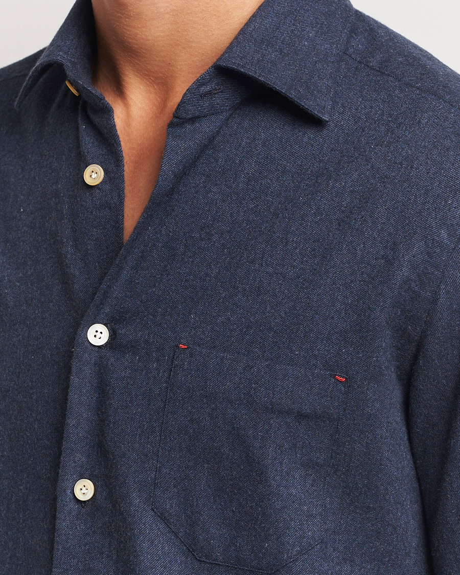 Homme | Chemises | Kiton | Soft Flannel Sport Shirt Navy
