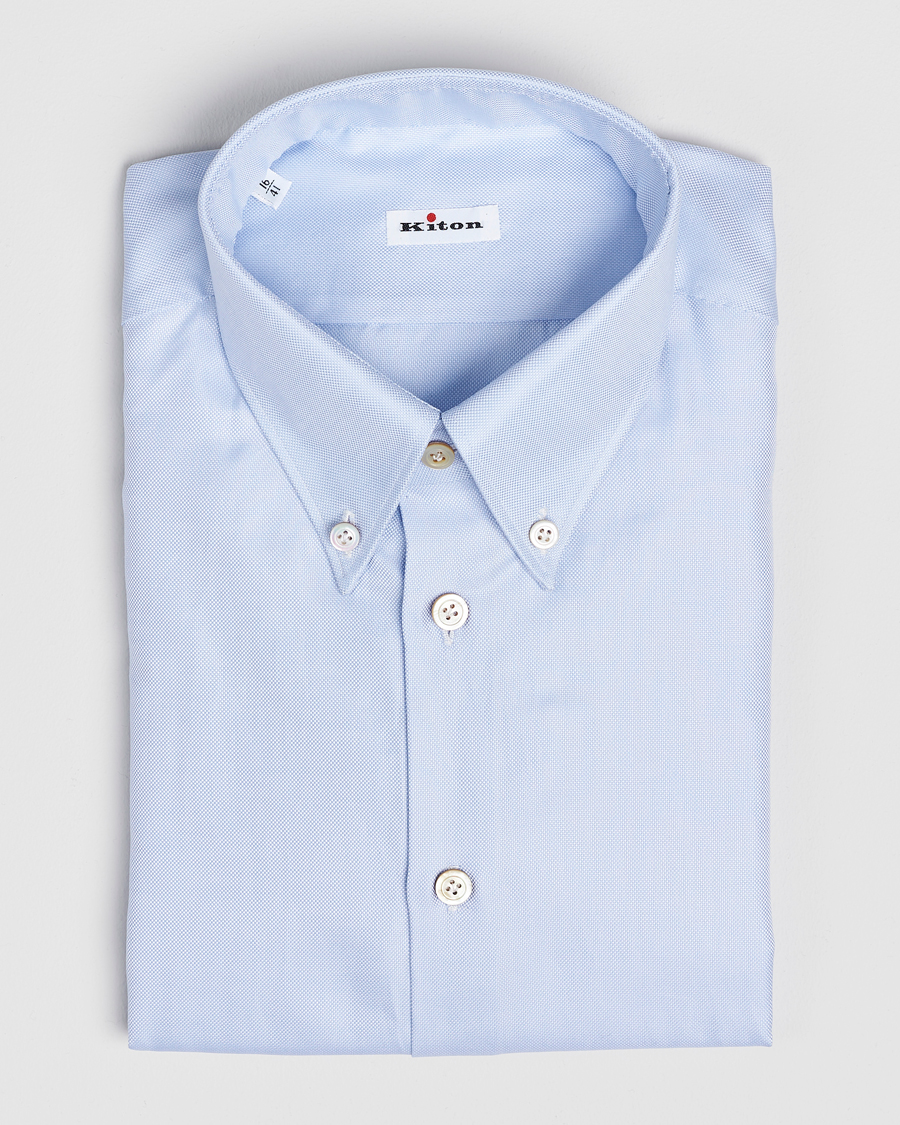 Homme | Chemises | Kiton | Slim Fit Button Down Oxford Shirt Light Blue