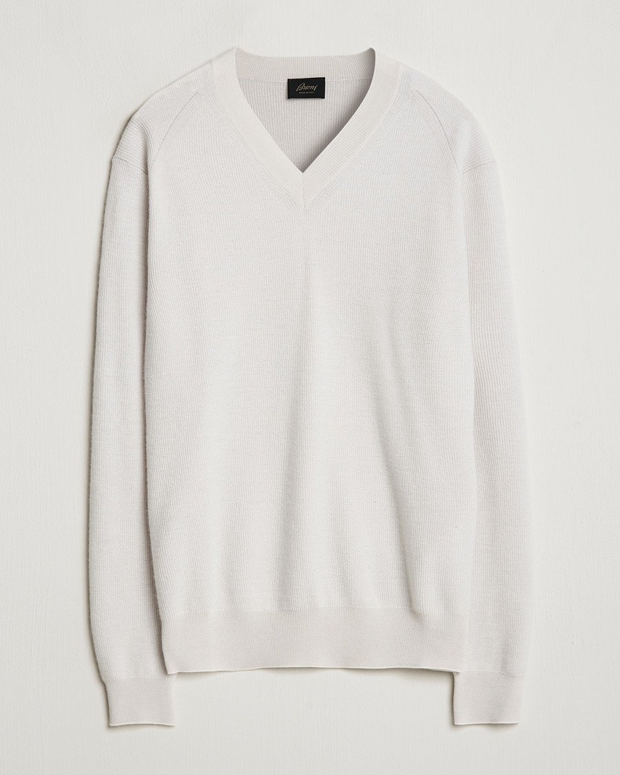 Homme | Pulls Et Tricots | Brioni | Rib Cashmere V-Neck Sweater Light Grey