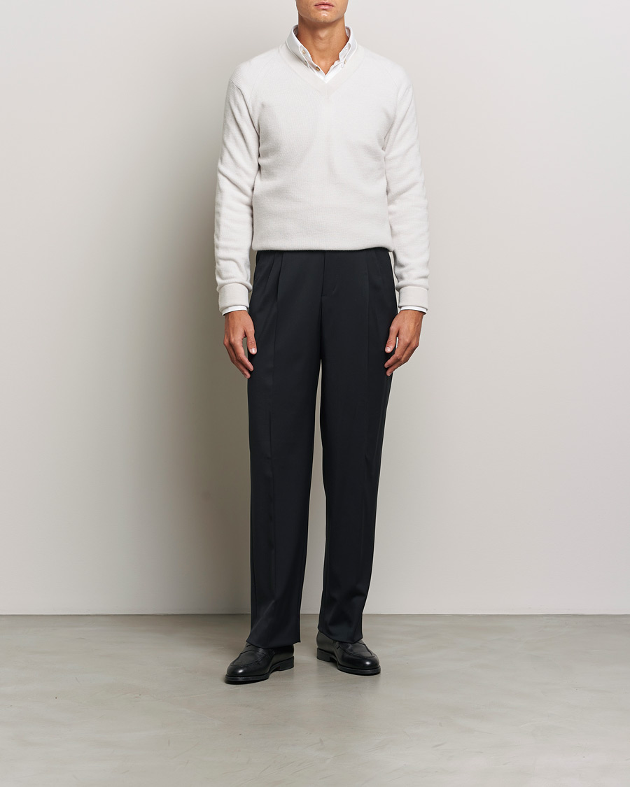 Homme | Pulls Et Tricots | Brioni | Rib Cashmere V-Neck Sweater Light Grey