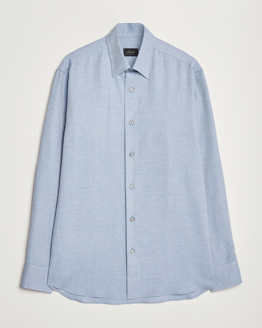 Homme | Chemises | Brioni | Cotton/Cashmere Flannel Shirt Light Blue