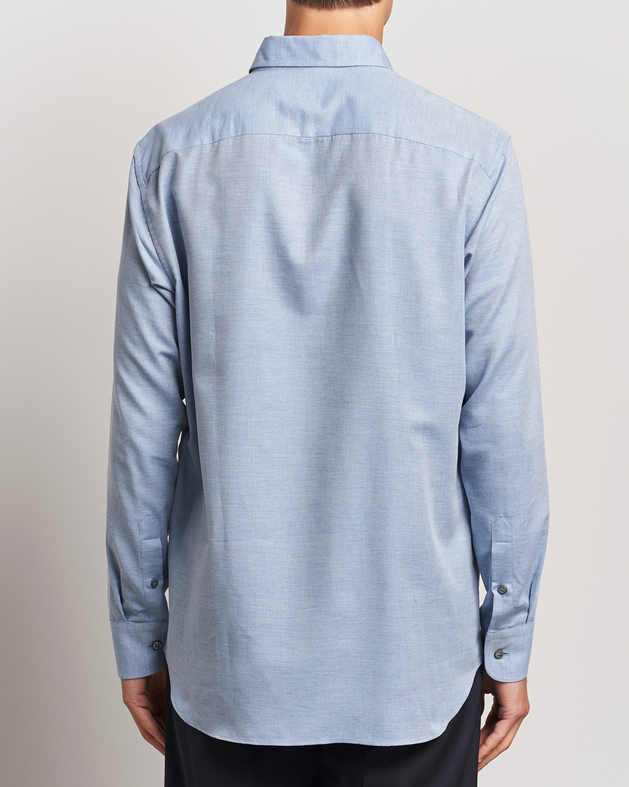 Homme | Chemises | Brioni | Cotton/Cashmere Flannel Shirt Light Blue