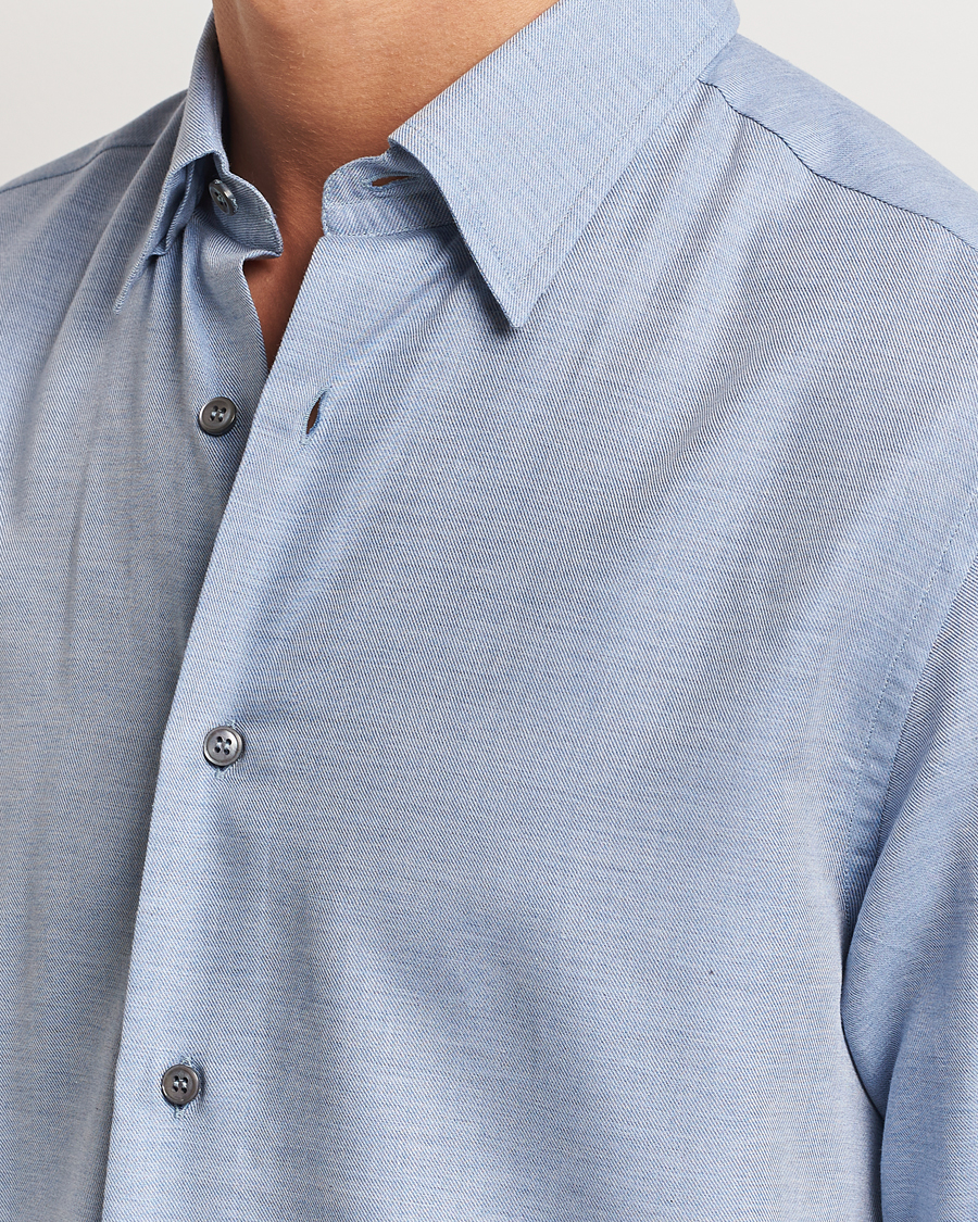 Homme | Chemises | Brioni | Cotton/Cashmere Flannel Shirt Light Blue
