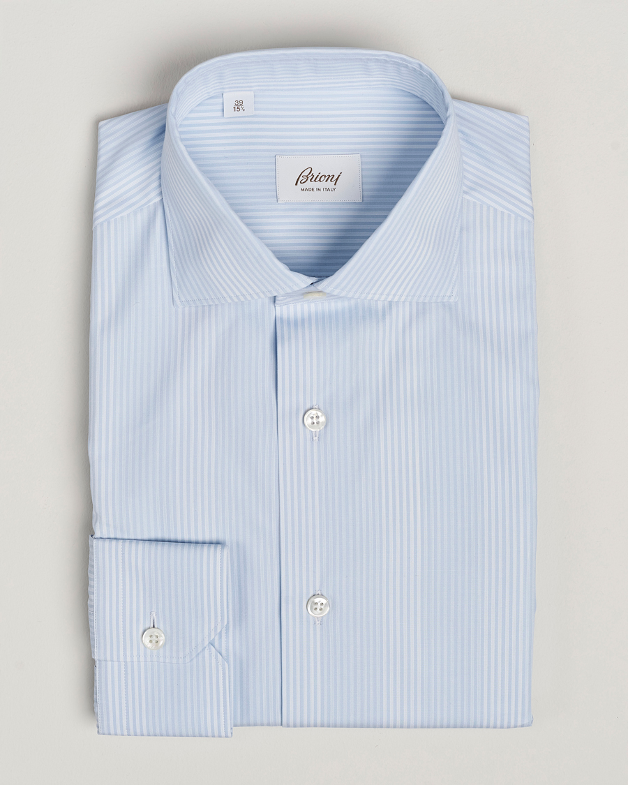 Homme | Chemises | Brioni | Slim Fit Striped Dress Shirt Light Blue