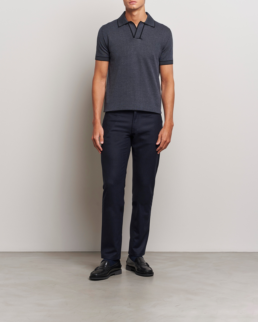 Homme | Pantalons | Brioni | Slim Fit 5-Pocket Flannel Pants Navy