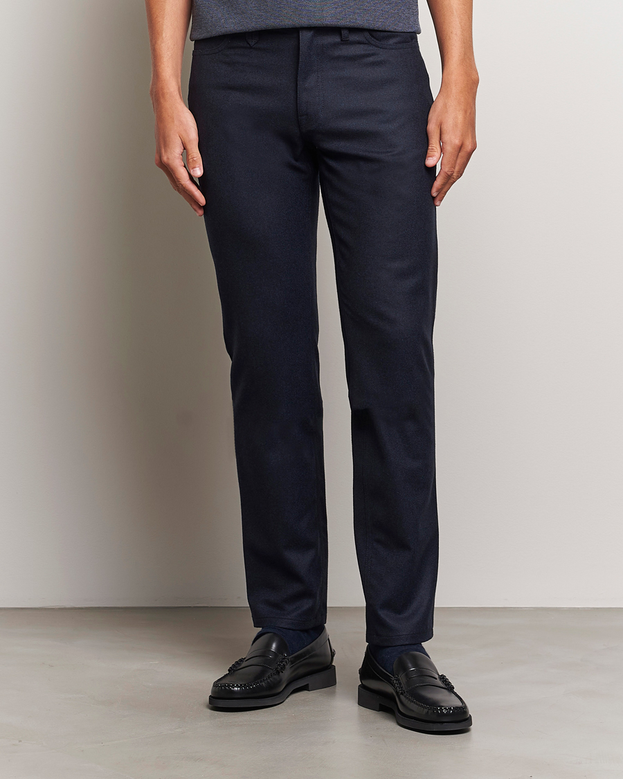 Homme | Pantalons | Brioni | Slim Fit 5-Pocket Flannel Pants Navy