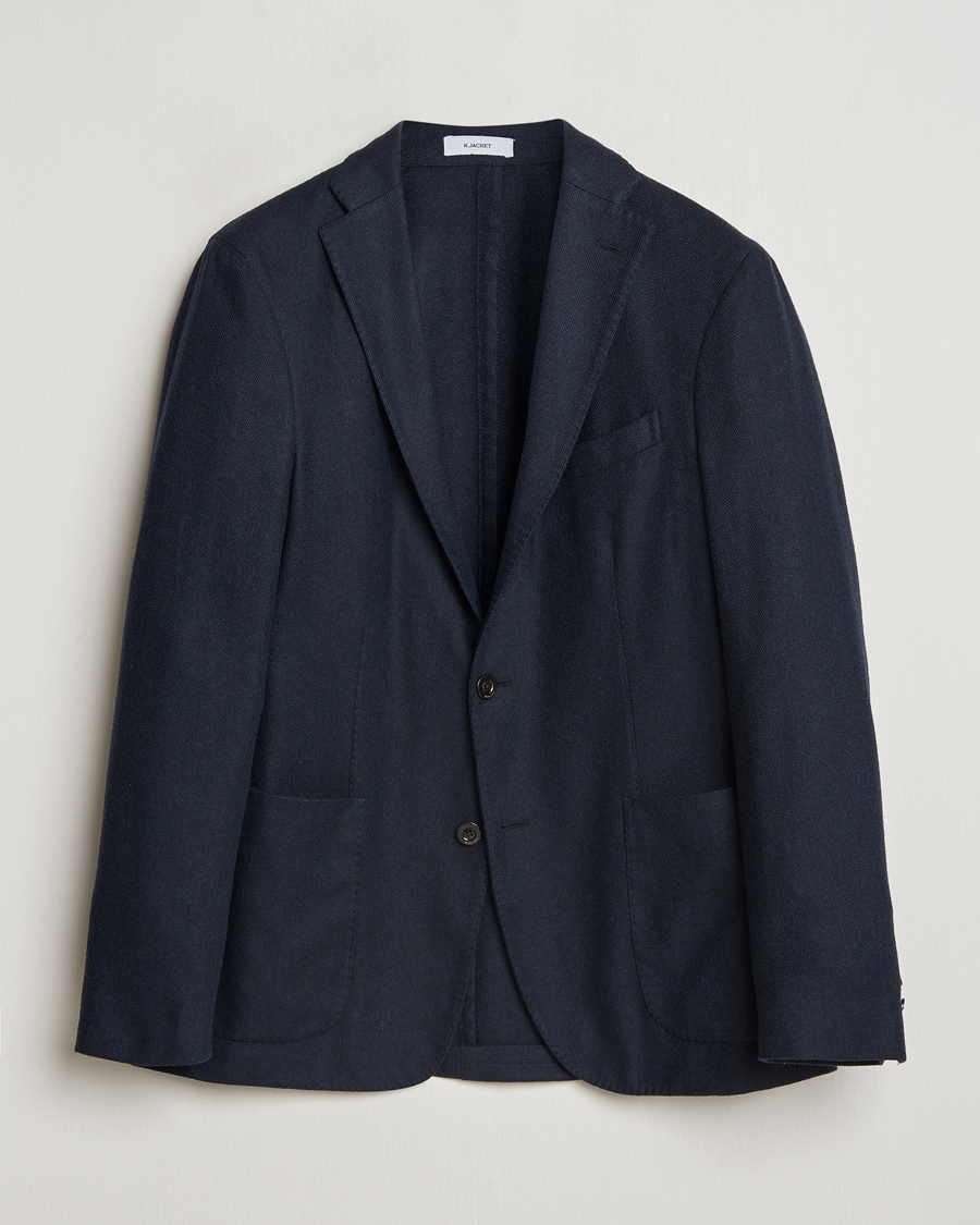 Homme | Blazers | Boglioli | K Jacket Wool Herringbone Blazer Navy