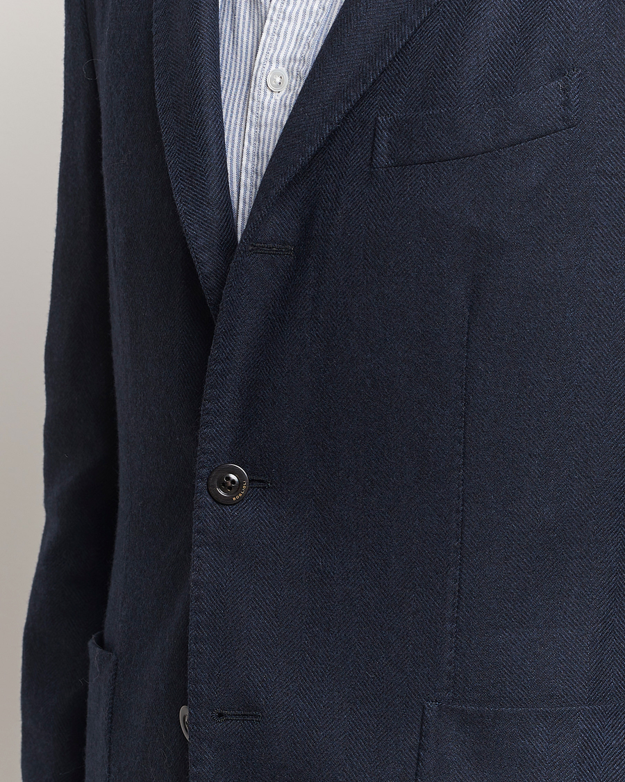 Homme | Blazers | Boglioli | K Jacket Wool Herringbone Blazer Navy
