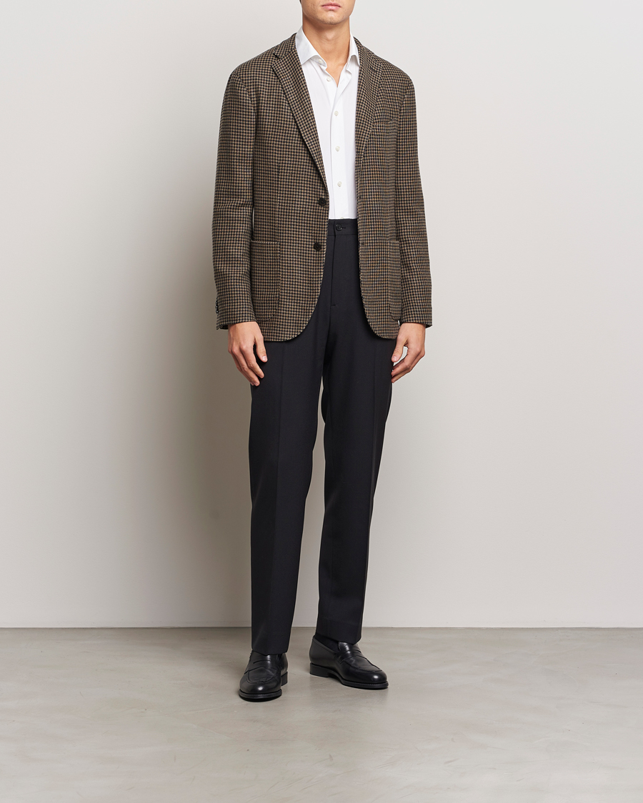 Homme | Blazers | Boglioli | K Jacket Houndstooth Wool Blazer Brown
