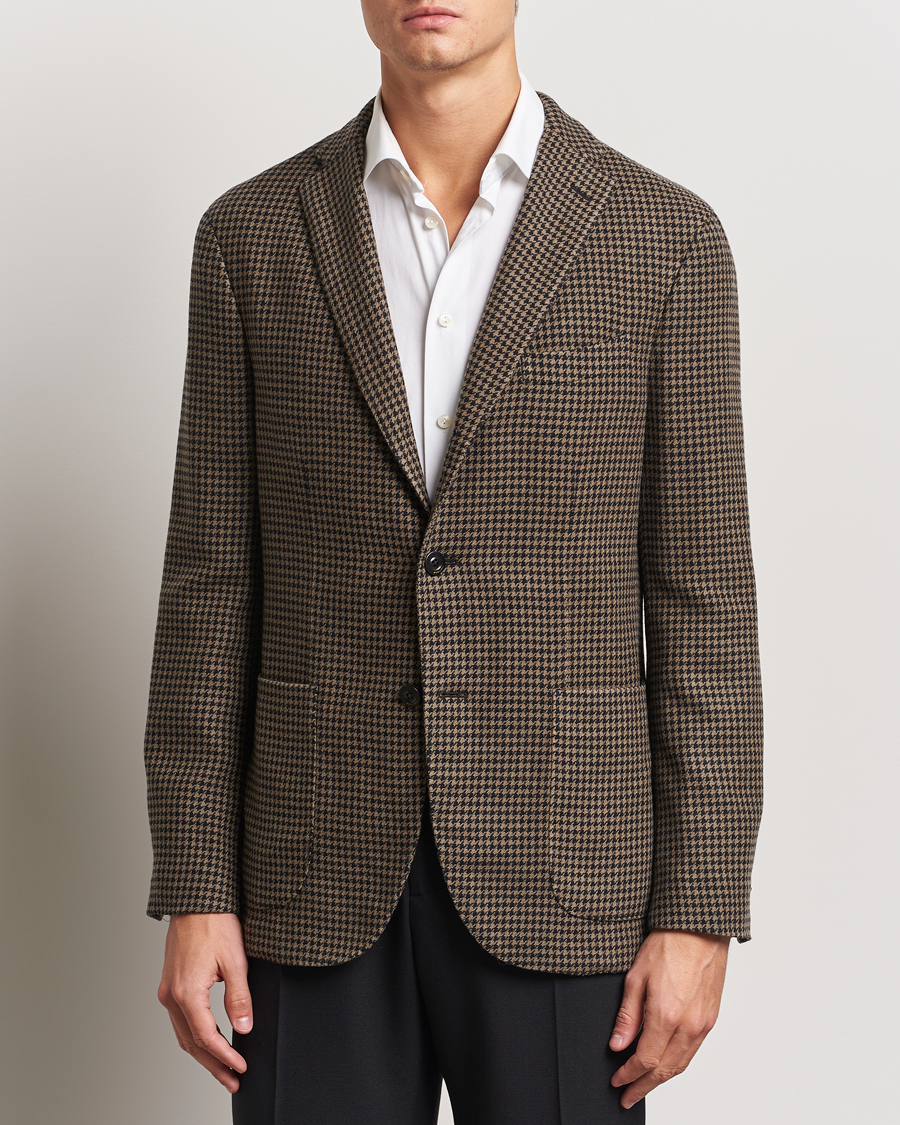 Homme | Blazers | Boglioli | K Jacket Houndstooth Wool Blazer Brown