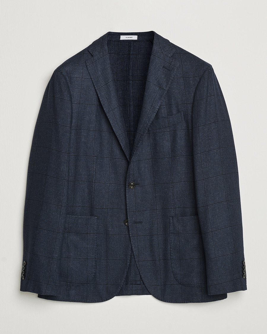 Homme | Blazers | Boglioli | K Jacket Overcheck Wool Blazer Navy