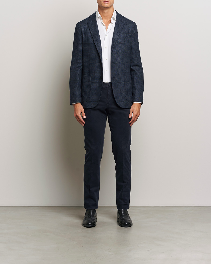 Homme | Blazers | Boglioli | K Jacket Overcheck Wool Blazer Navy