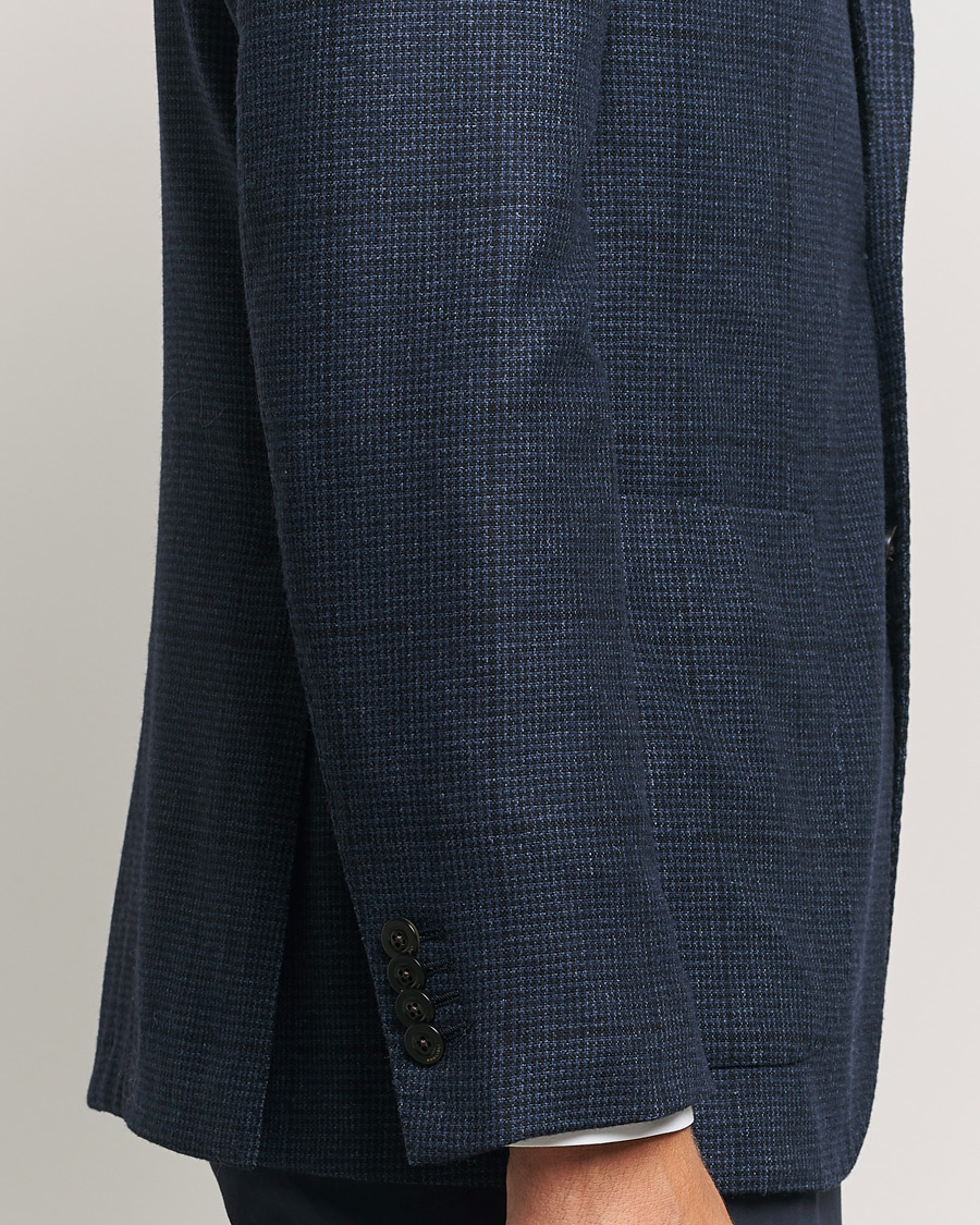 Homme | Blazers | Boglioli | K Jacket Overcheck Wool Blazer Navy