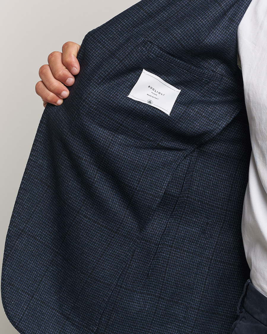 Homme | Blazers | Boglioli | K Jacket Overcheck Wool Blazer Navy