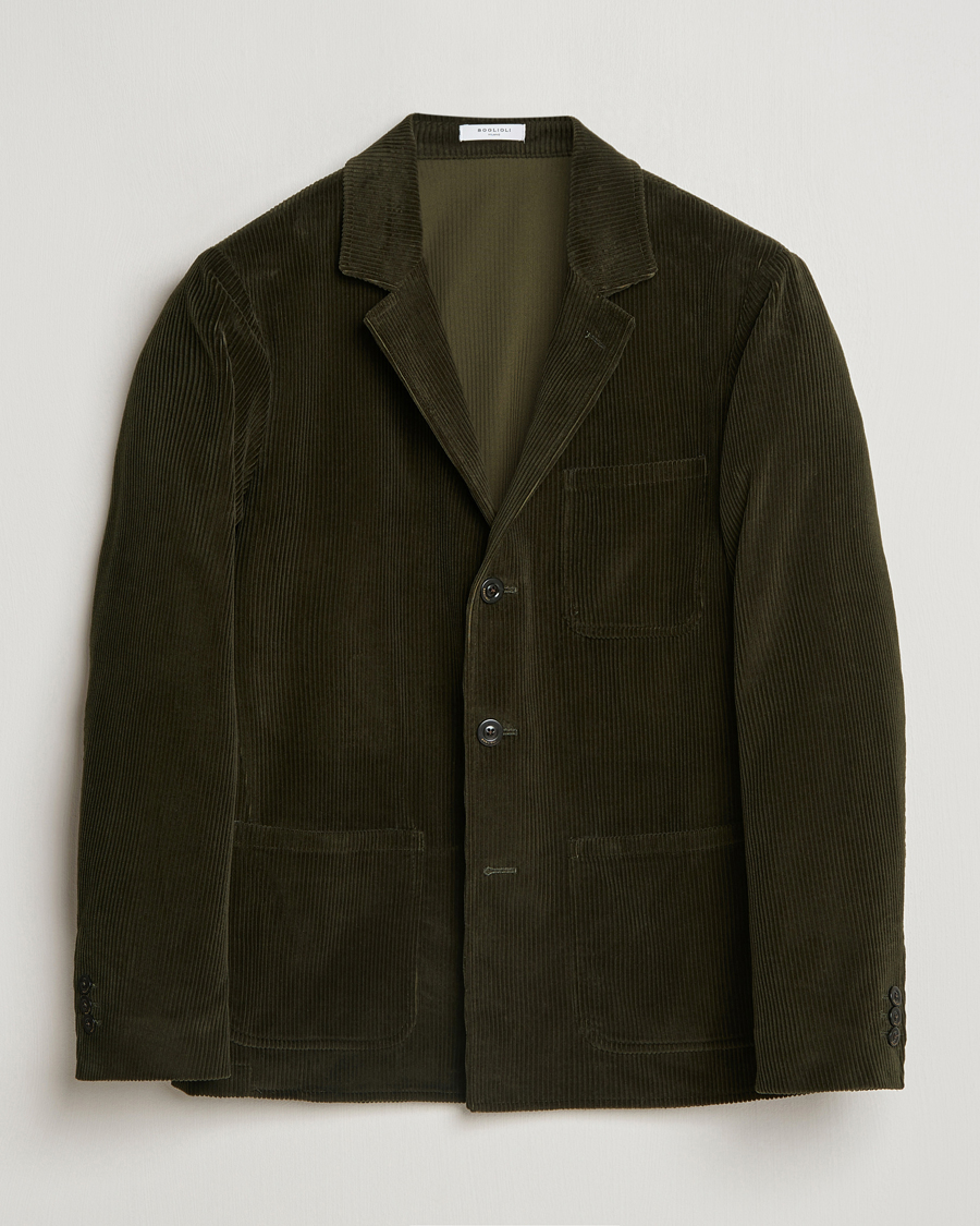 Homme | Blazers | Boglioli | Wale Corduroy Painter Jacket Dark Green