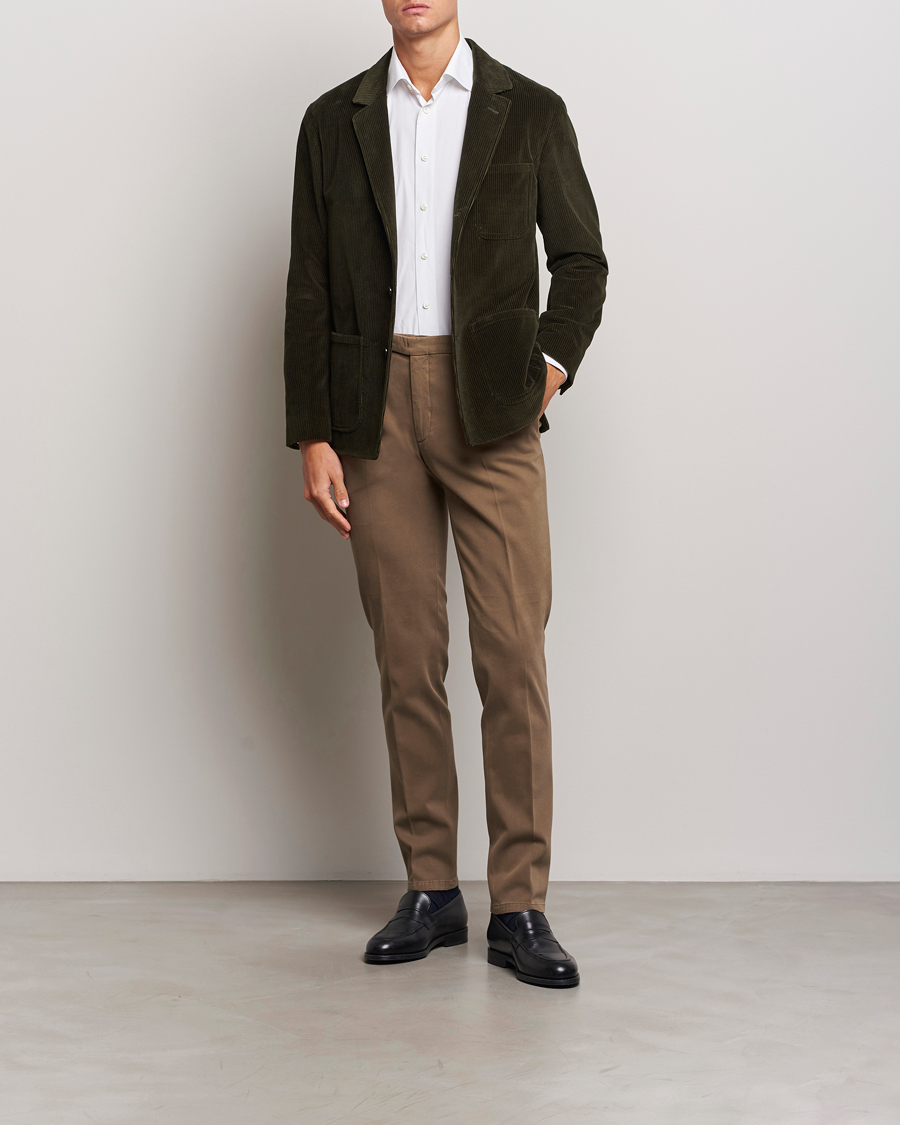 Homme | Blazers | Boglioli | Wale Corduroy Painter Jacket Dark Green