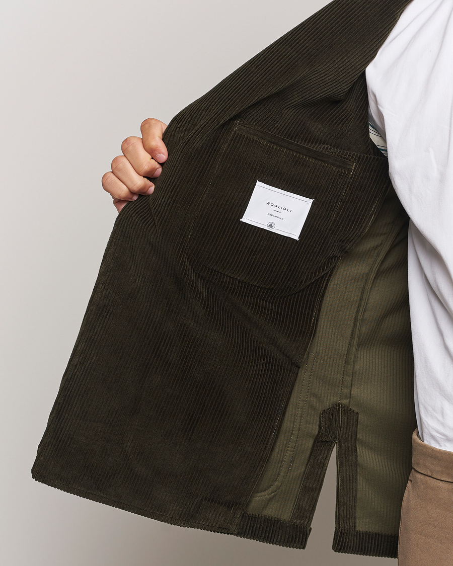 Homme | Blazers | Boglioli | Wale Corduroy Painter Jacket Dark Green