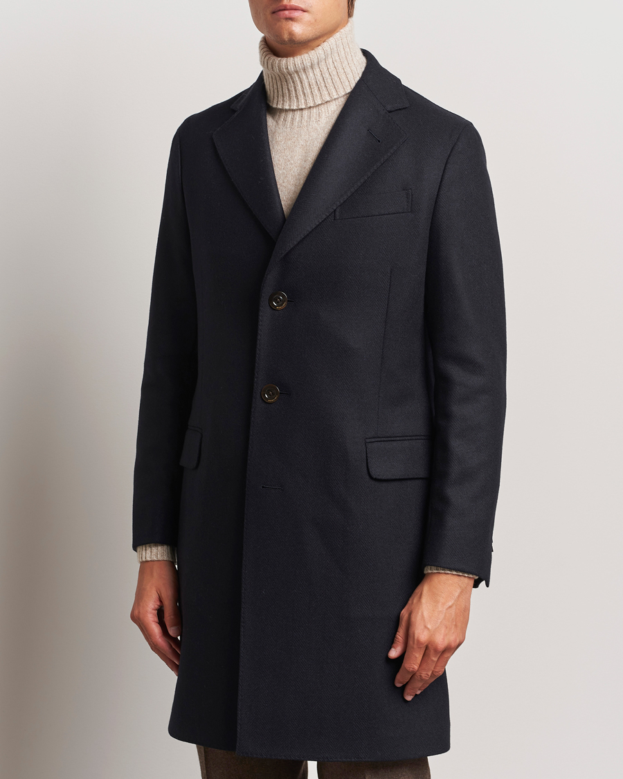 Homme | Manteaux Et Vestes | Boglioli | Herringbone Wool Coat Navy
