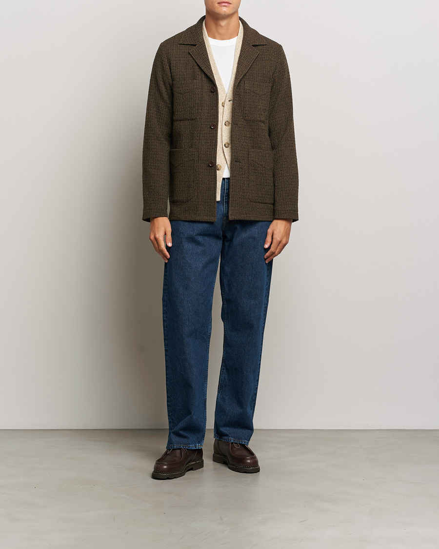 Homme | Manteaux Et Vestes | Aspesi | Wool Houndstooth Jacket Dark Brown