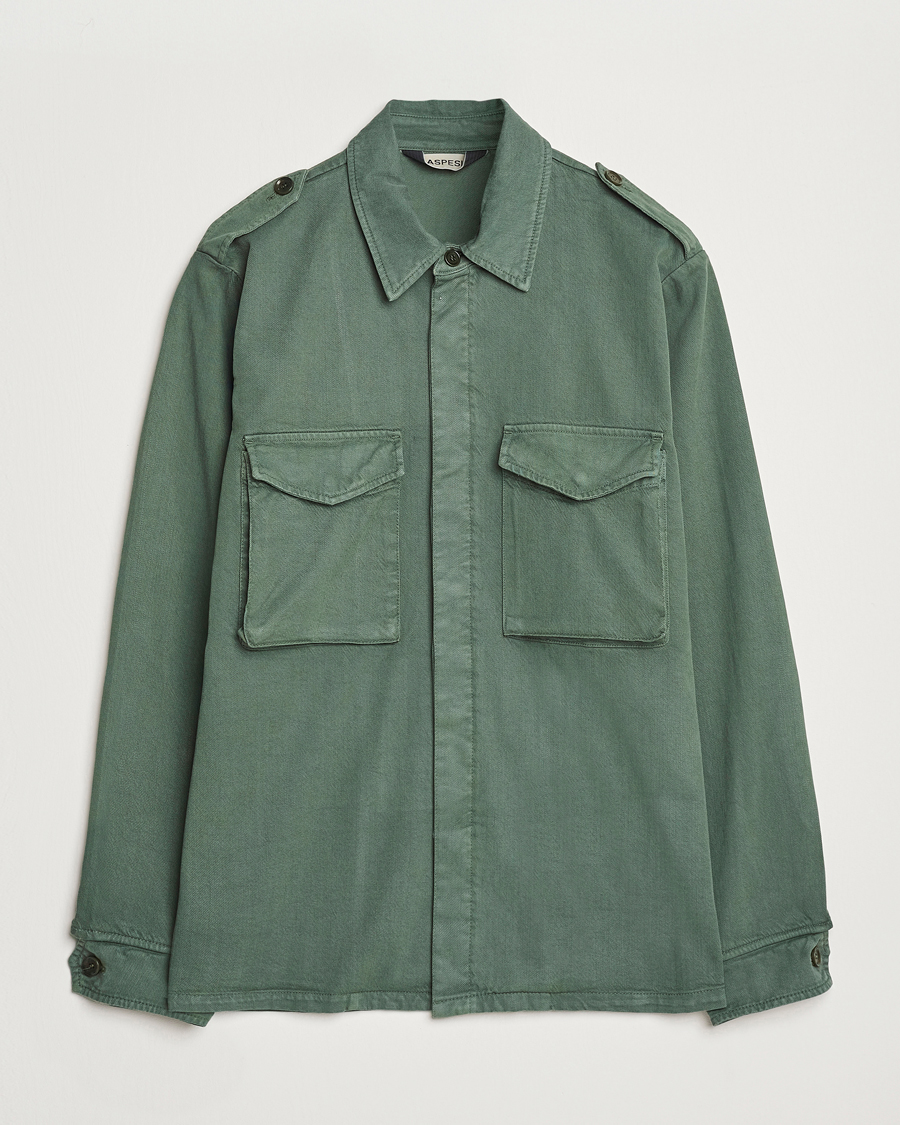 Homme | Manteaux Et Vestes | Aspesi | Twill Cotton Shirt Jacket Green