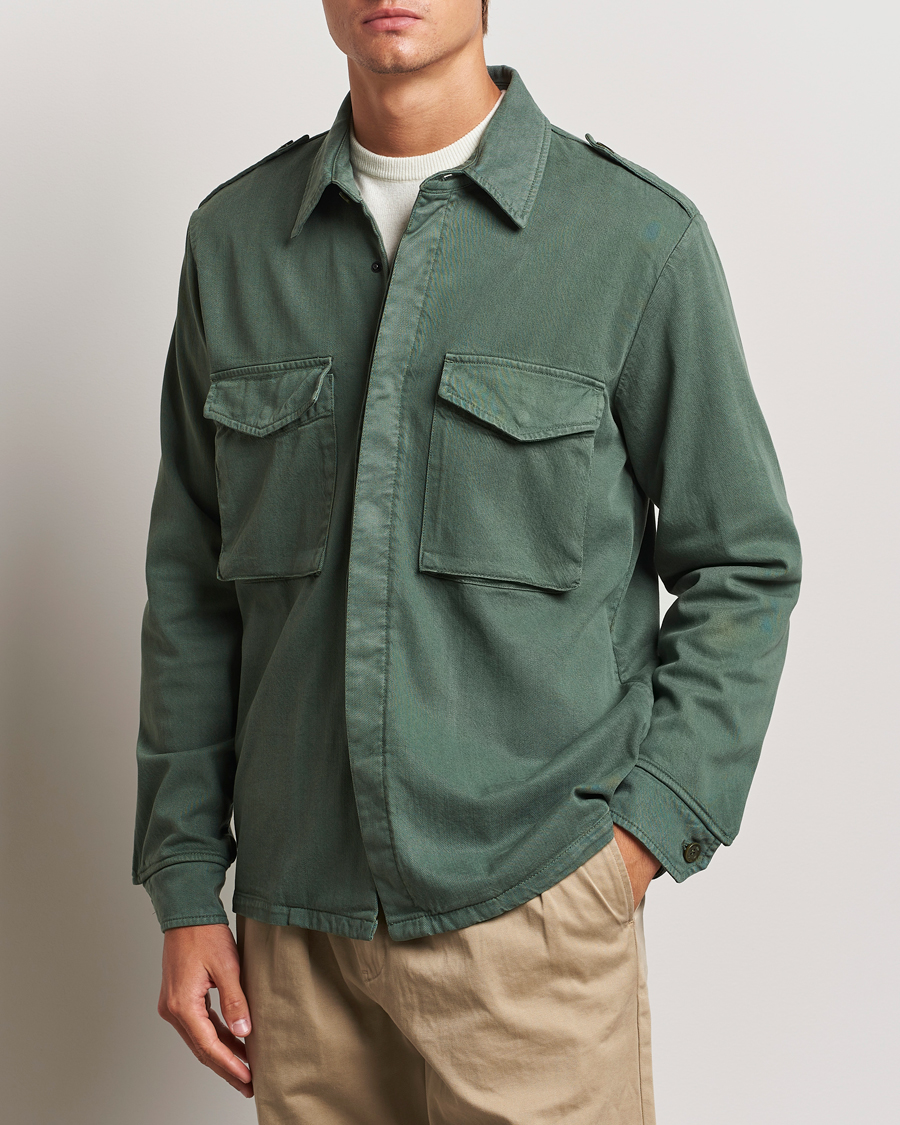 Homme | Manteaux Et Vestes | Aspesi | Twill Cotton Shirt Jacket Green