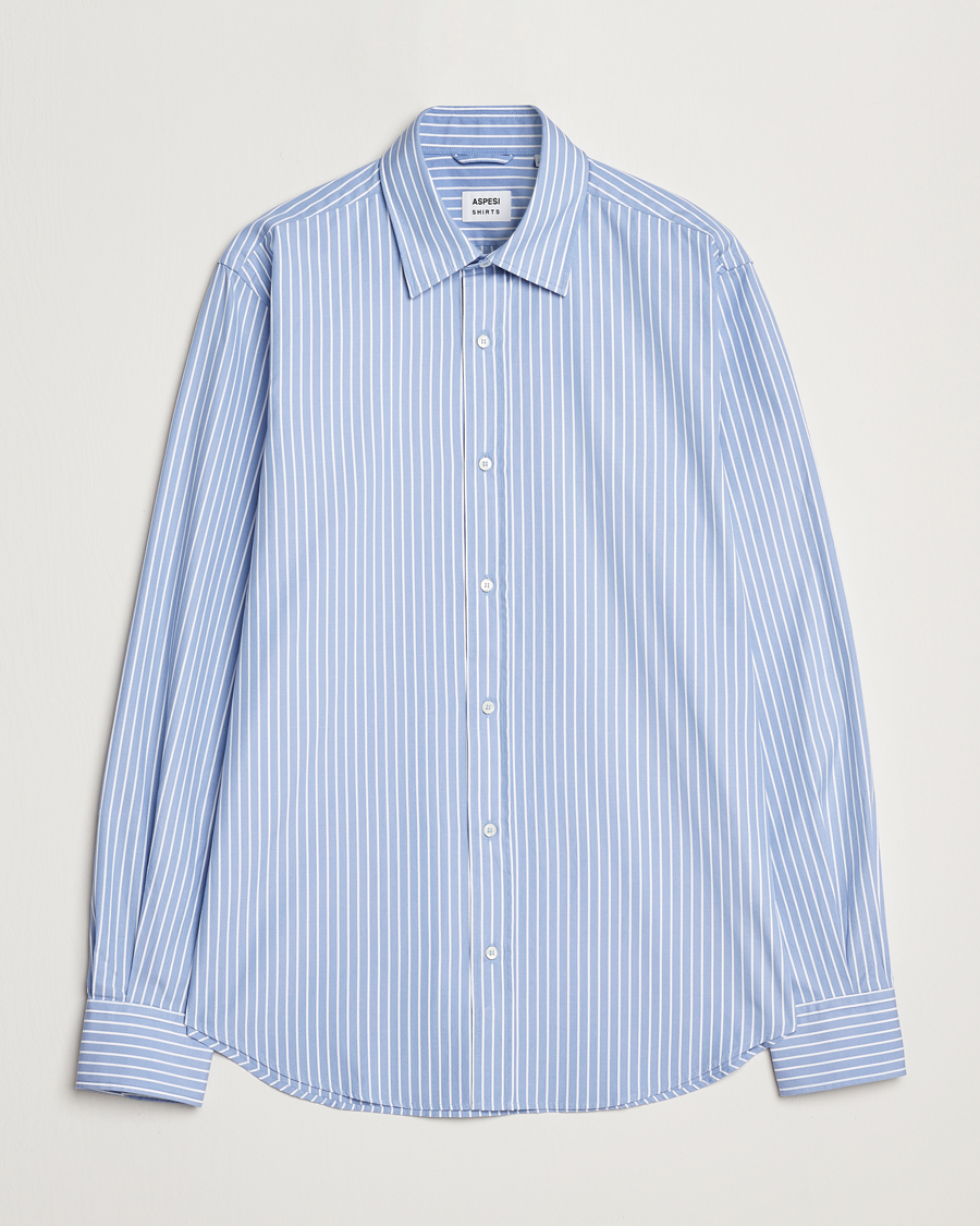 Homme | Chemises | Aspesi | Striped Oxford Shirt Light Blue