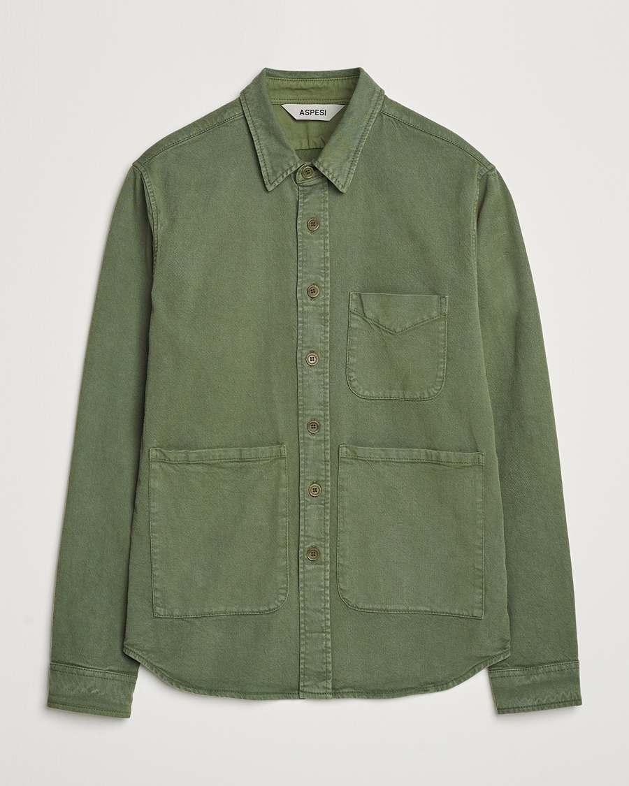 Homme | Chemises | Aspesi | Cotton Utility Shirt Green