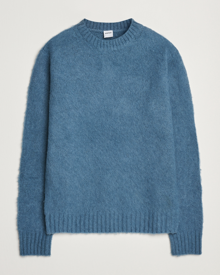 Homme | Pulls Et Tricots | Aspesi | Brushed Shetland Sweater Blue