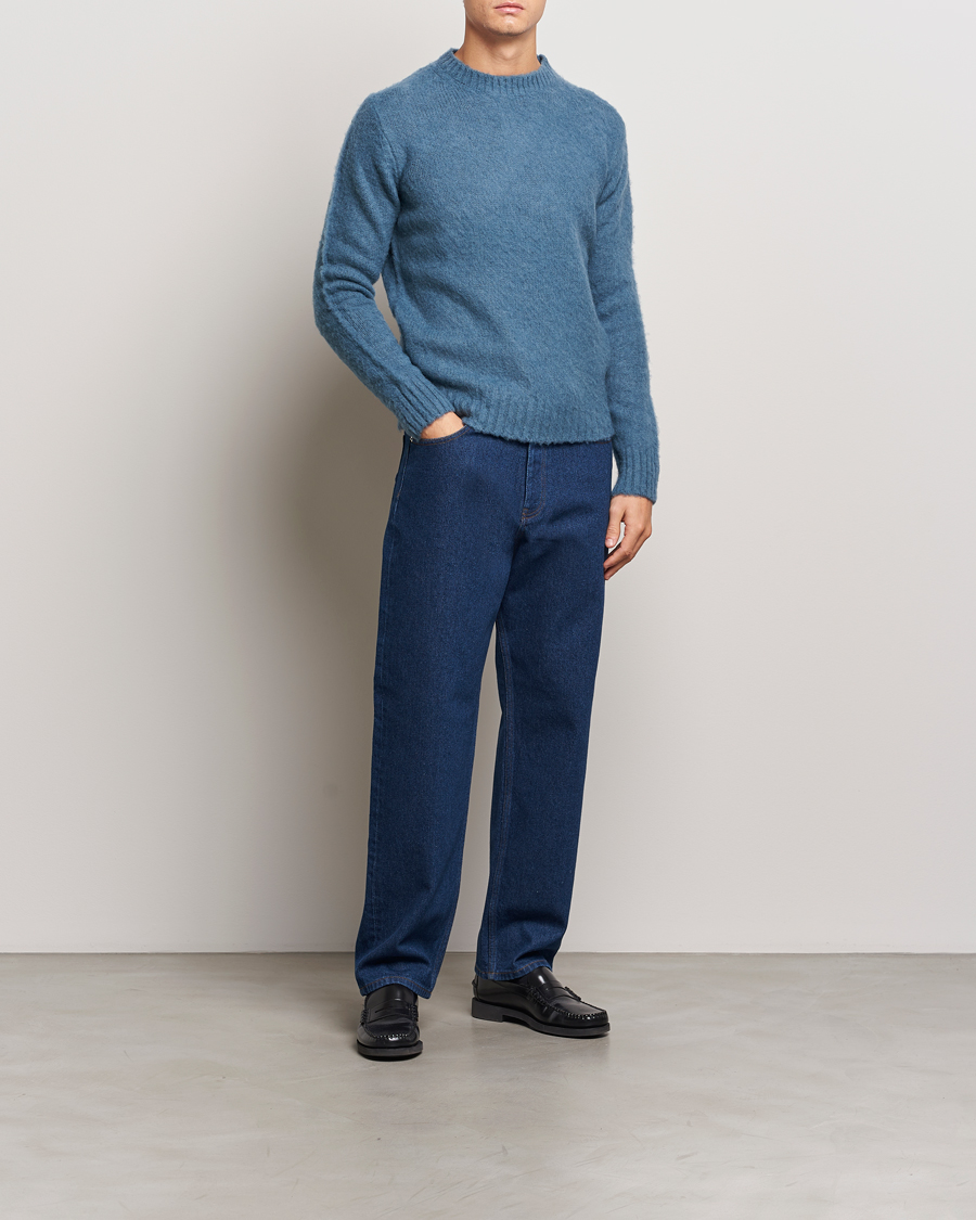 Homme | Pulls Et Tricots | Aspesi | Brushed Shetland Sweater Blue