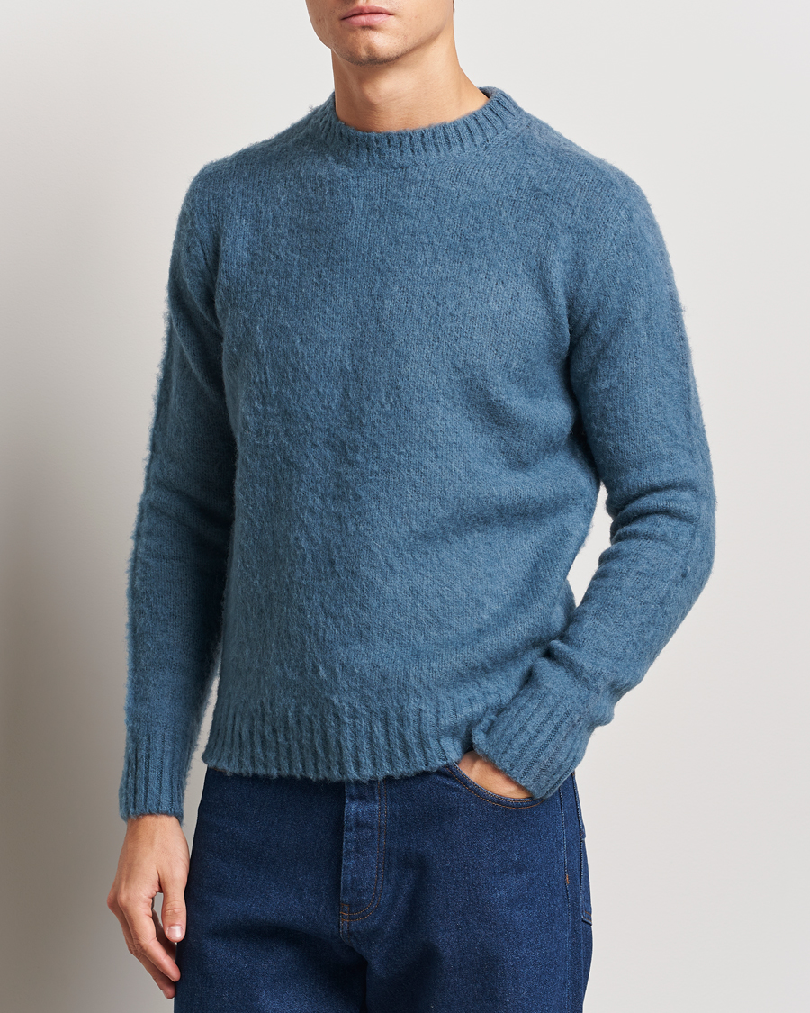 Homme | Pulls Et Tricots | Aspesi | Brushed Shetland Sweater Blue