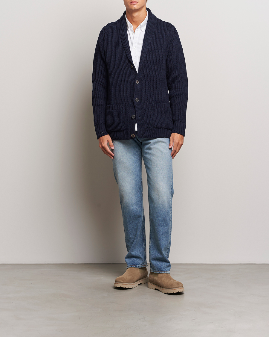 Homme | Pulls Et Tricots | Gloverall | Shawl Collar Cardigan Navy