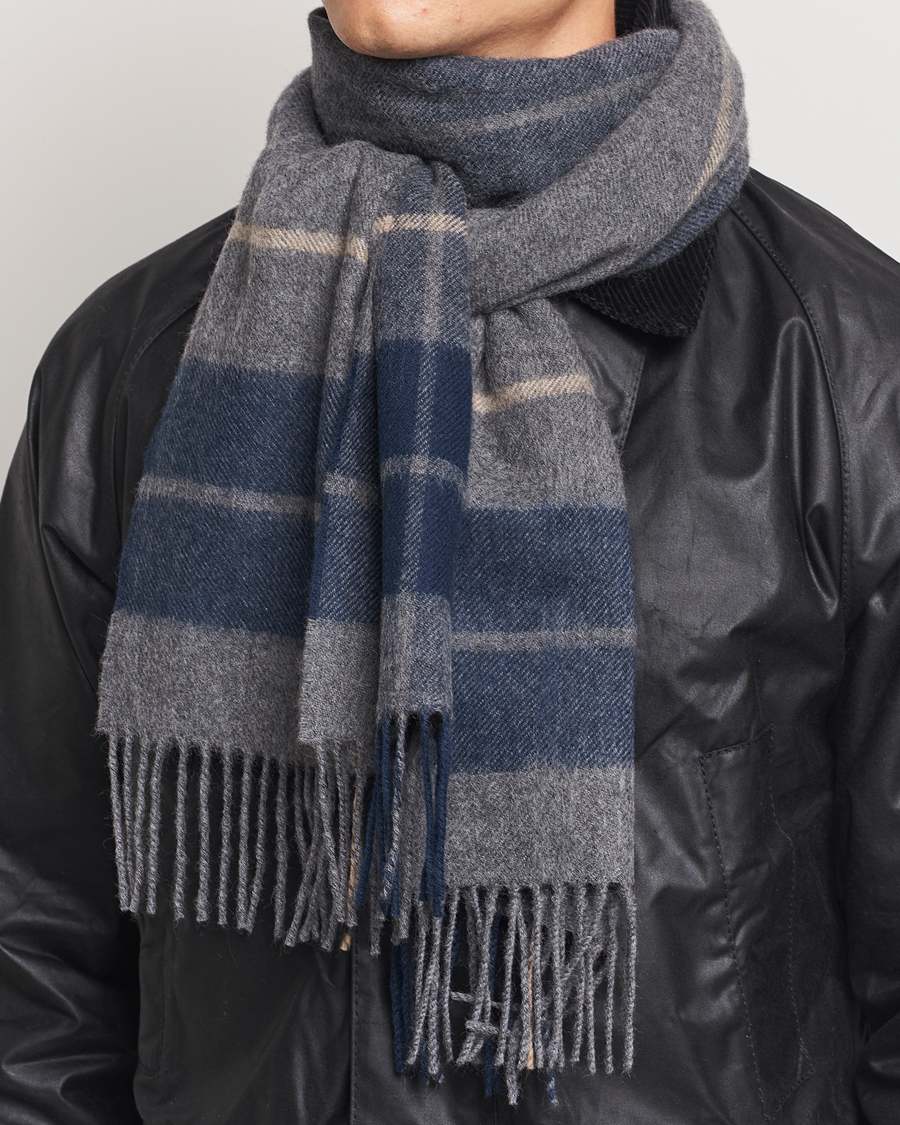 Homme | Gloverall Lambswool Scarf Grey Check | Gloverall | Lambswool Scarf Grey Check
