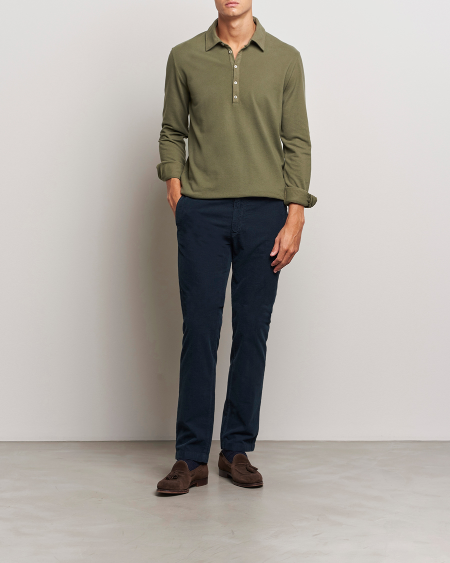 Homme | Pulls Et Tricots | Massimo Alba | Ischia Cotton/Cashmere Long Sleeve Polo Military
