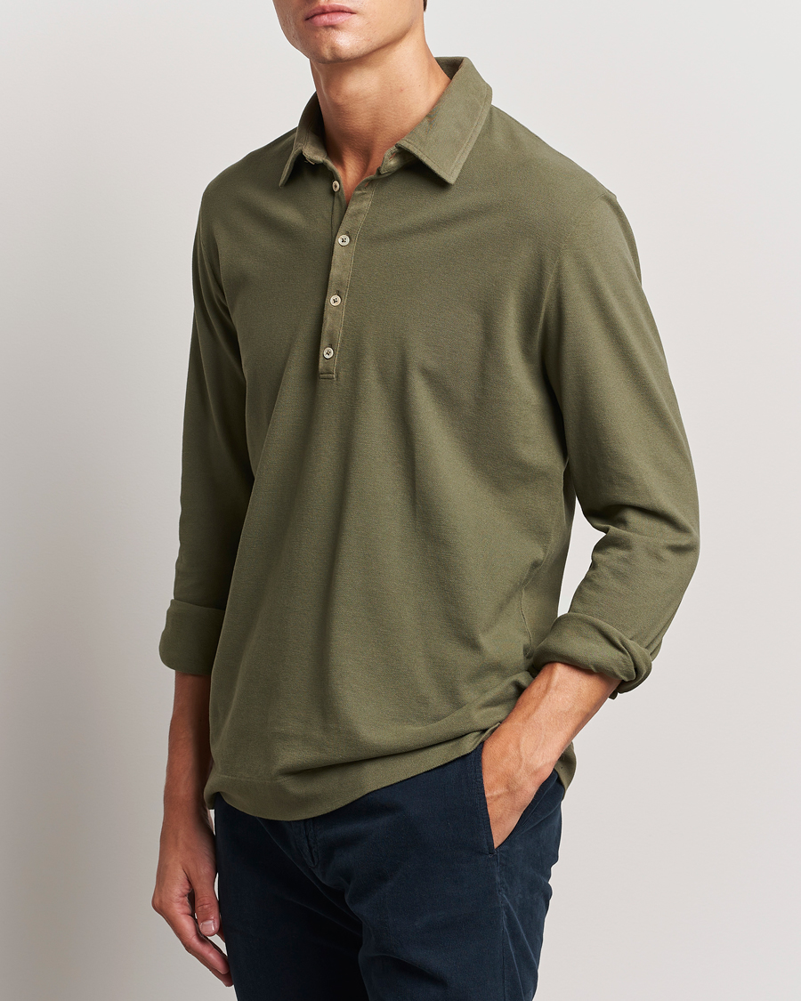 Homme | Pulls Et Tricots | Massimo Alba | Ischia Cotton/Cashmere Long Sleeve Polo Military