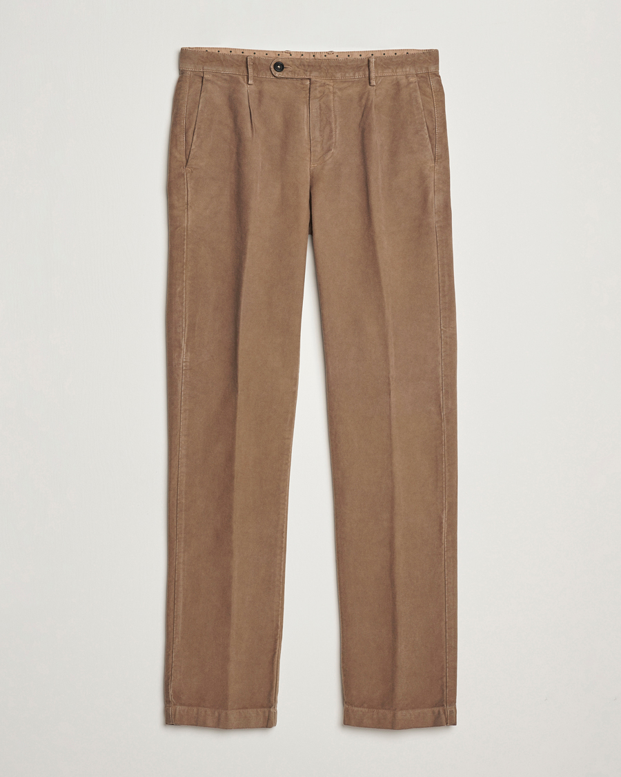 Homme | Pantalons | Massimo Alba | Ionio Pleated Moleskine Trousers Brown