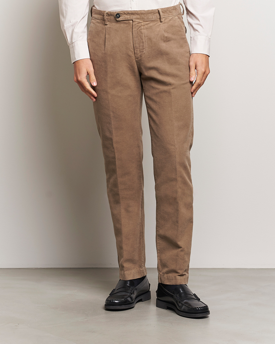 Homme | Pantalons | Massimo Alba | Ionio Pleated Moleskine Trousers Brown