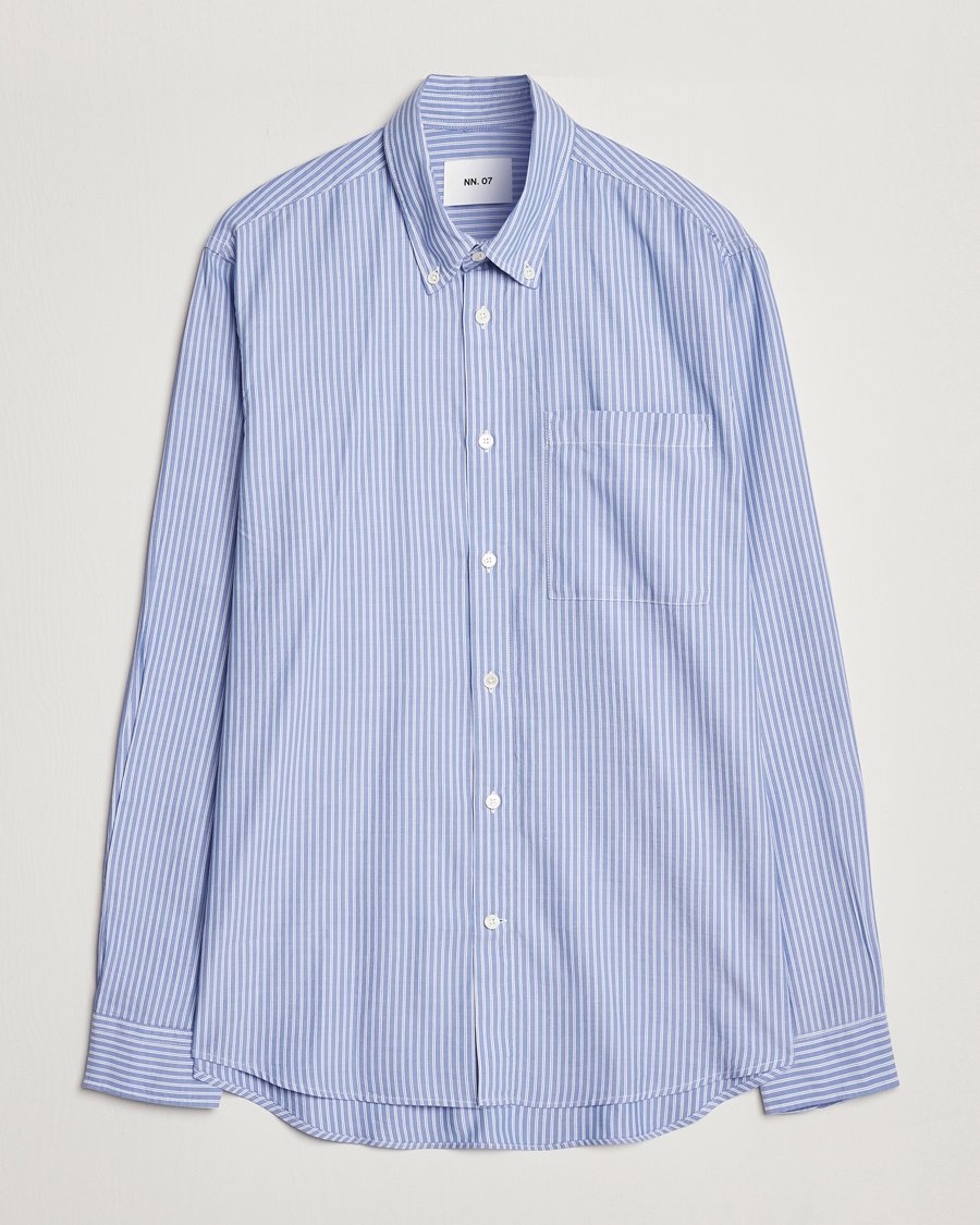 Homme | Chemises | NN07 | Arne Tencel Striped Shirt Blue/White