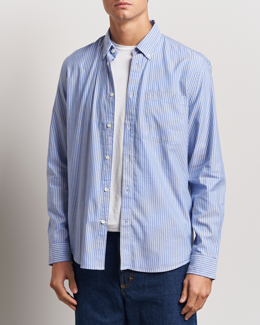 Homme | Chemises | NN07 | Arne Tencel Striped Shirt Blue/White