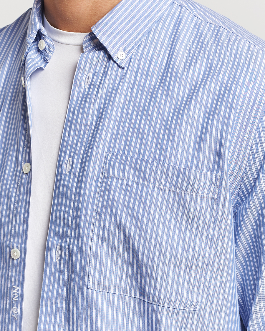 Homme | Chemises | NN07 | Arne Tencel Striped Shirt Blue/White