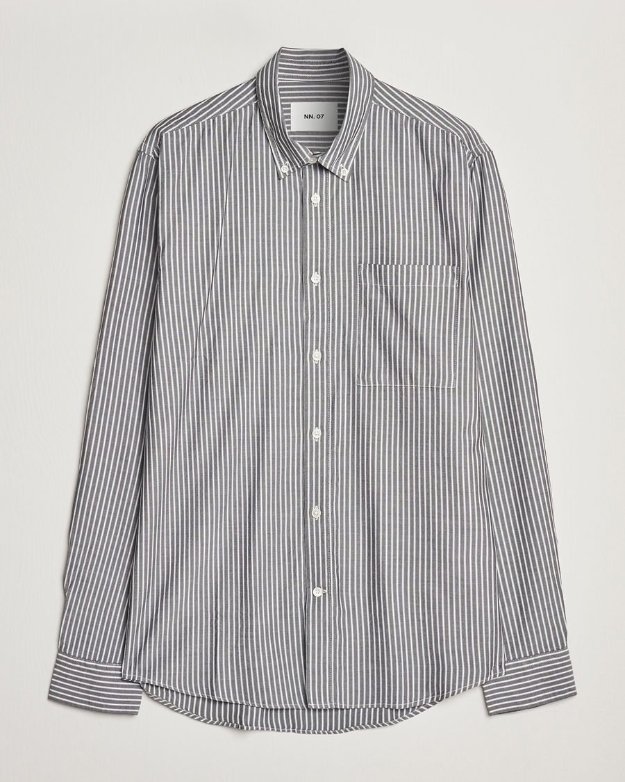 Homme | Chemises | NN07 | Arne Tencel Striped Shirt Black/White