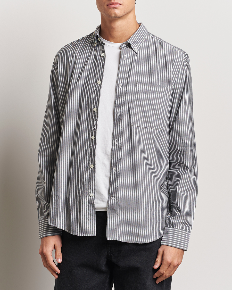 Homme | Chemises | NN07 | Arne Tencel Striped Shirt Black/White