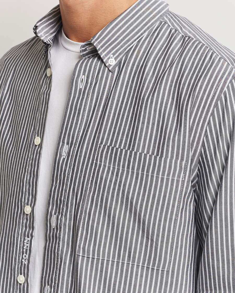 Homme | Chemises | NN07 | Arne Tencel Striped Shirt Black/White
