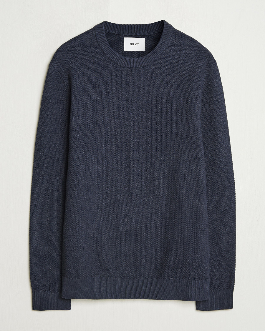 Homme | Pulls Et Tricots | NN07 | Pete Cotton Knitted Crew Neck Navy Melange