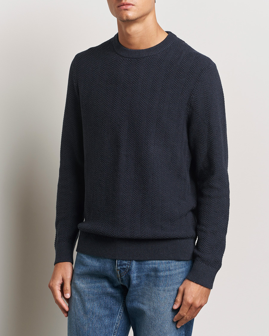 Homme | Pulls Et Tricots | NN07 | Pete Cotton Knitted Crew Neck Navy Melange