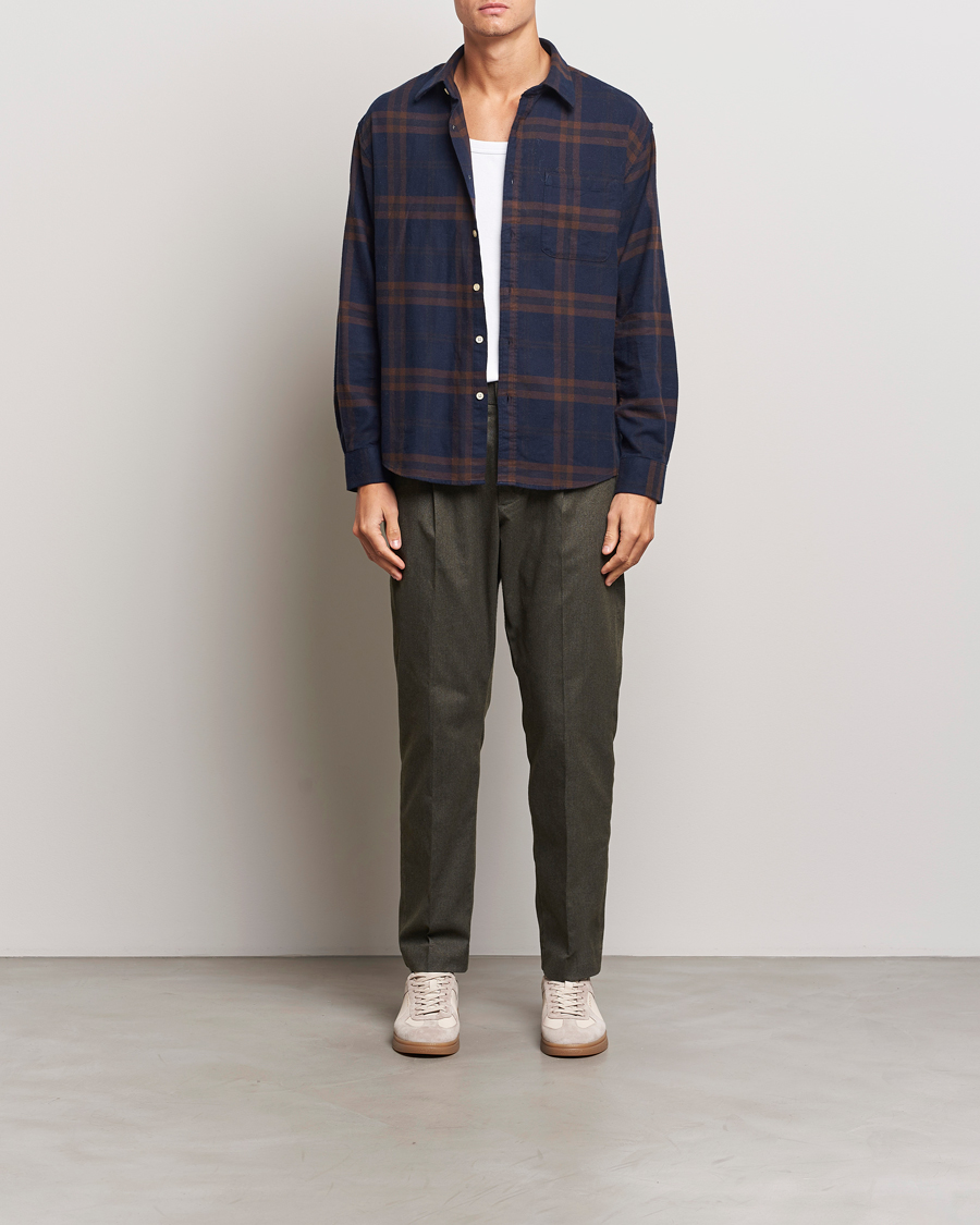 Homme | Pantalons | NN07 | Bill Pleated Brushed Cotton Trousers Dark Army