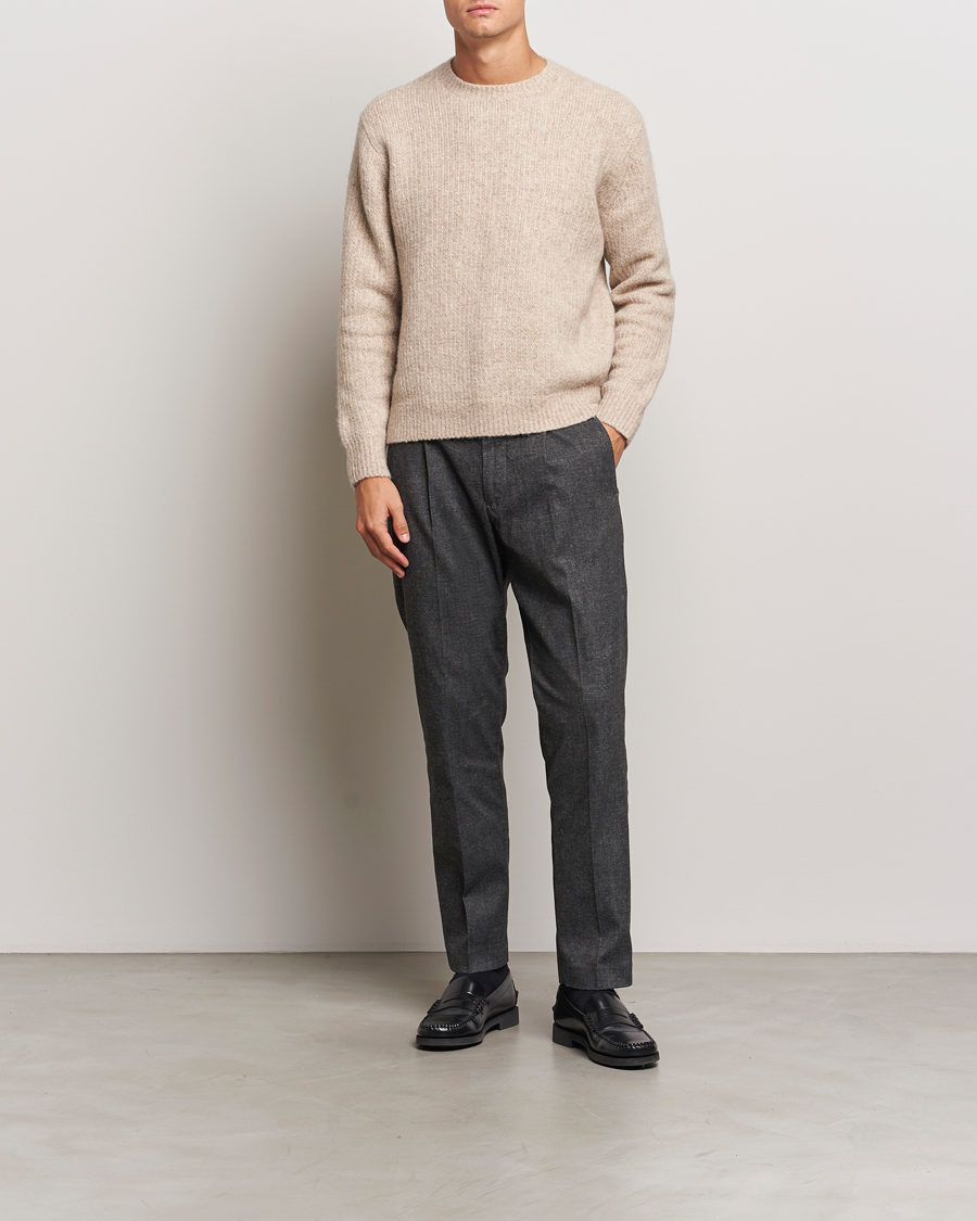 Homme | Pantalons | NN07 | Bill Pleated Brushed Cotton Trousers Black Melange