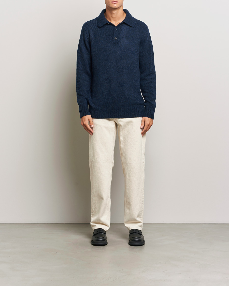 Homme | Pulls Et Tricots | NN07 | Lee Brushed Wool Polo Navy Blue