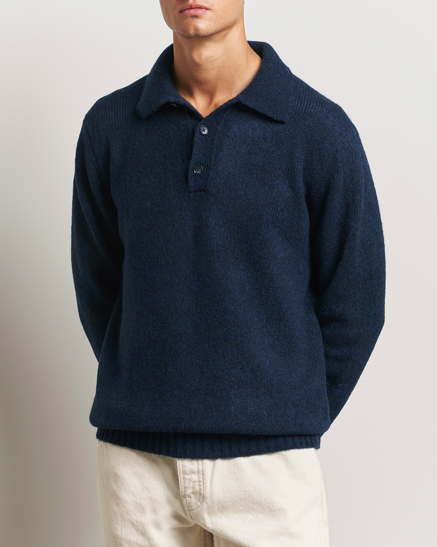 Homme | Pulls Et Tricots | NN07 | Lee Brushed Wool Polo Navy Blue