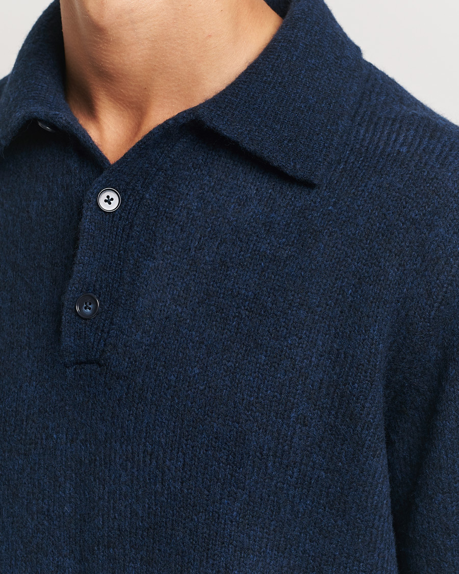 Homme | Pulls Et Tricots | NN07 | Lee Brushed Wool Polo Navy Blue