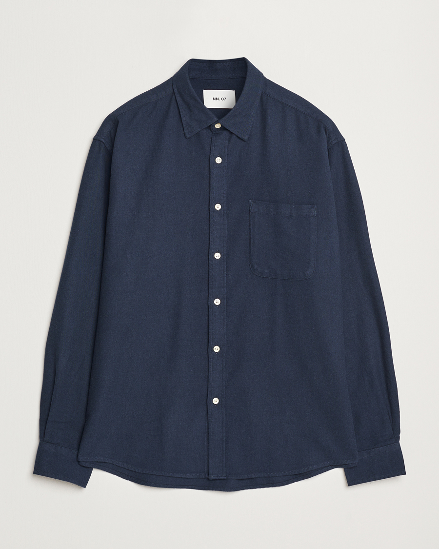 Homme | Chemises | NN07 | Deon Flannel Checked Shirt Navy Blue